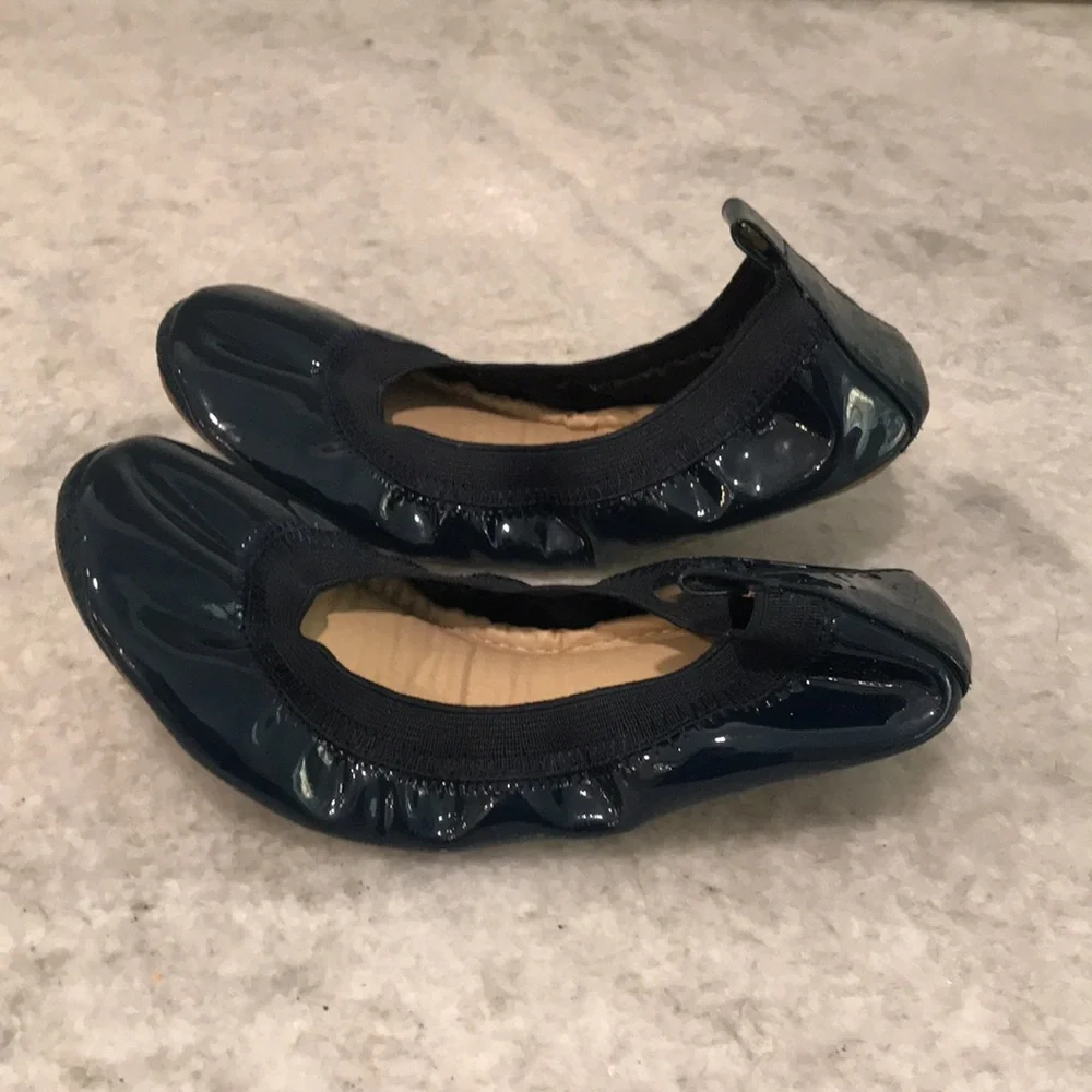 Yosi Samra Flats Girls 1 Youth Blue Patent Leather Ballet Flats Slip On Bohemian